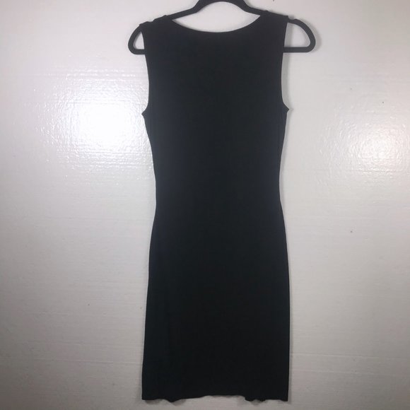 Tahari Sz S Black Wrap Knit Career Gathered Dress - Picture 3 of 8